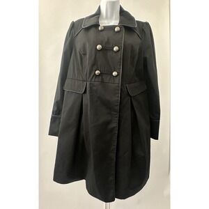 Liz Lange Target Maternity Twill Jacket Black Trench Coat Medium (b34)